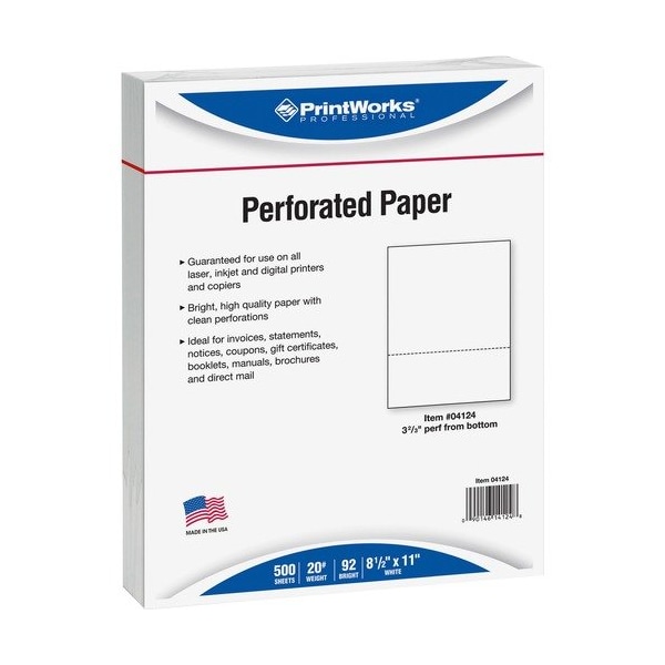 Paris Business Products PAPER, PERF, 3 2/3, 20#, WE, 500PK PRB04124 - main